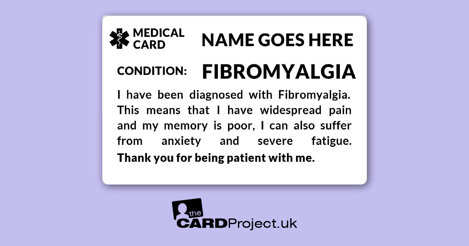 Fibromyalgia Mono Medical ID Alert Card  (FRONT)
